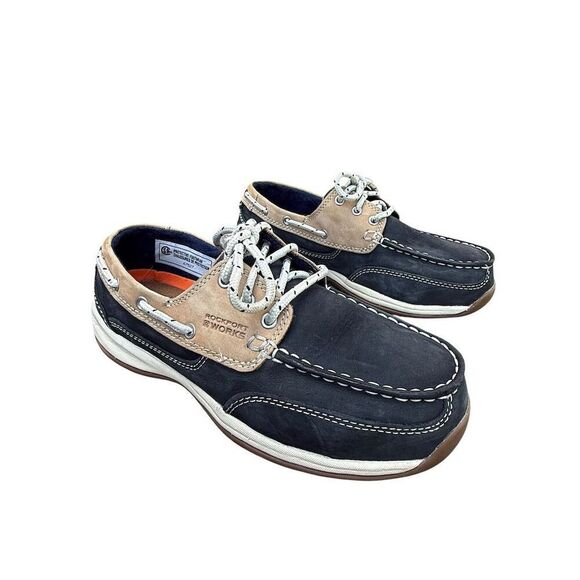 Rockport Works Women's Steel Toe Boat Shoes Blue Size 8 Wide Slip Resistant - Picture 4 of 13